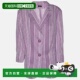 Purple Single Stripe 自营Basler Linen Blend Breasted Blazer