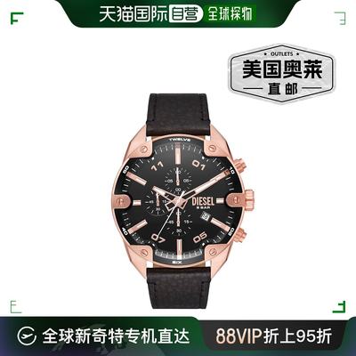 Diesel 男式 Spiked Chronograph 玫瑰金色不锈钢手表 - 黑色 【