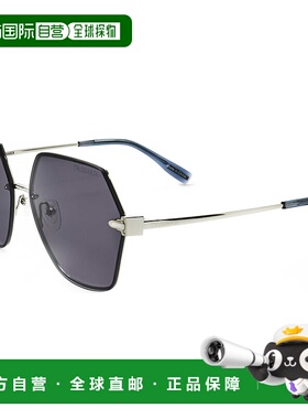 自营 Trussardi女式60毫米灰色太阳镜-闪亮的钯色 美国奥莱直发