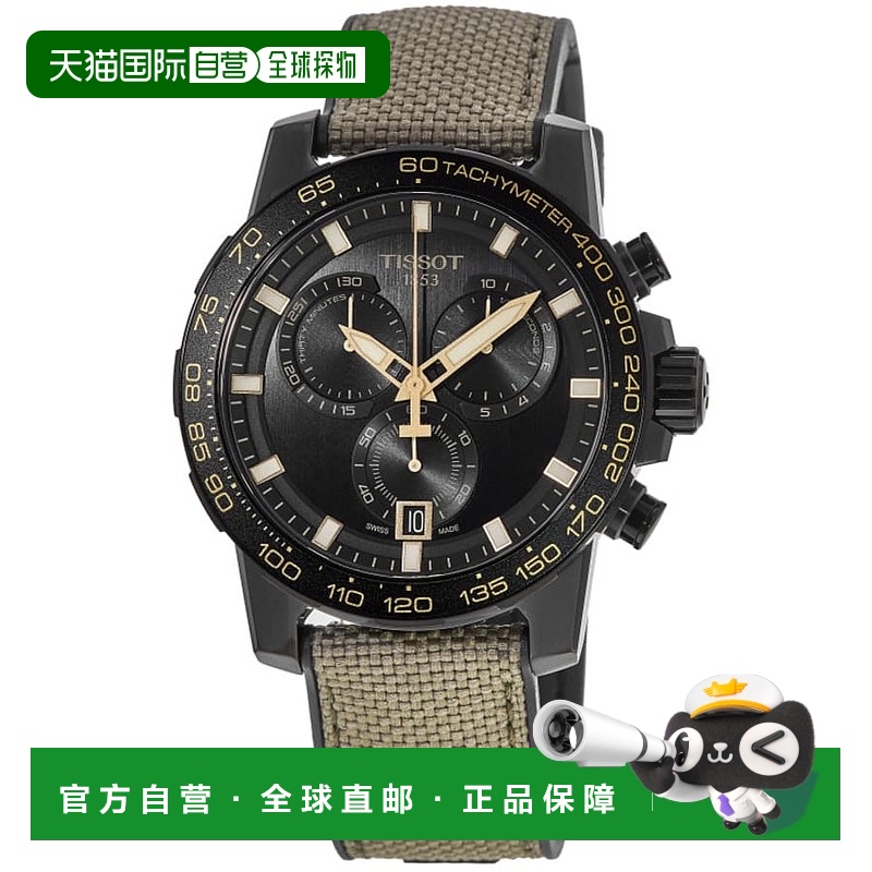 自营 tissot天梭Supersport计时码表黑色表盘织物表带男士手表T12