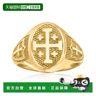 自营 Ross-Simons 14kt Yellow Gold Multi-Cross Signet Ring ye