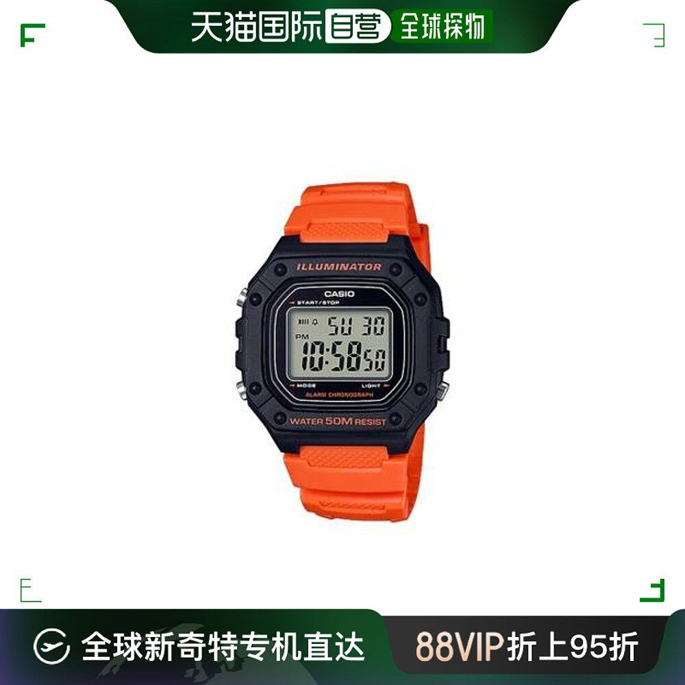 香港直邮casio卡西欧男士手表黑橙拼色数字显示休闲配饰简约系列
