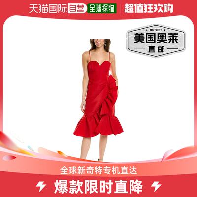 Carolina Herrera Sweetheart Silk Cocktail Dress red 【美国奥