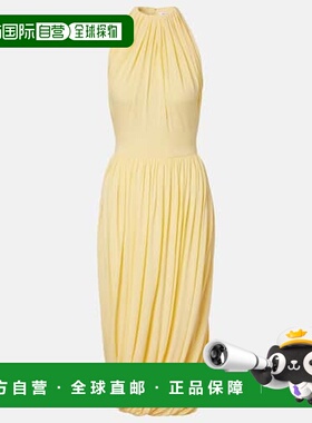 1h可退 香港直邮alaia 女士 褶皱针织中长连衣裙 yellow黄色 舒适
