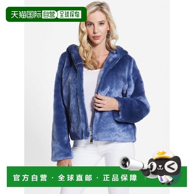 自营Guess Marabou Women's Coat - blue 美国奥莱直发