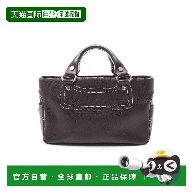 日本直邮中古Celine赛琳女包B级9新boogie布吉牛皮手提包棕色图片