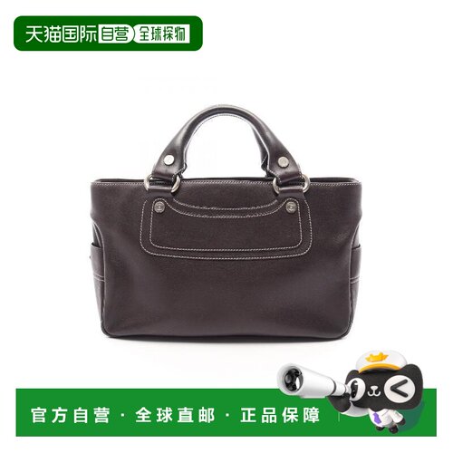 日本直邮中古Celine赛琳女包B级9新boogie布吉牛皮手提包棕色