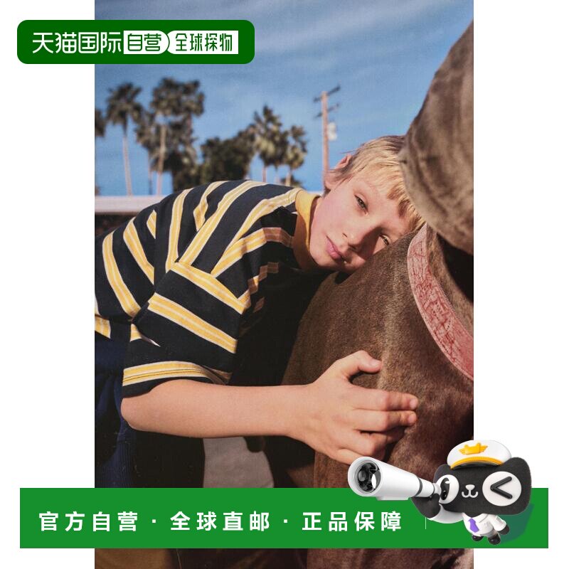 日本直邮Zara带刺绣文字的条纹T恤短袖