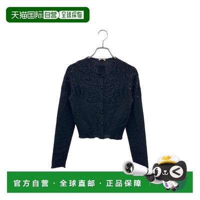 日本直邮中古Miu Miu缪缪女B级9新cardigan开衫羊毛上衣黑色高级B