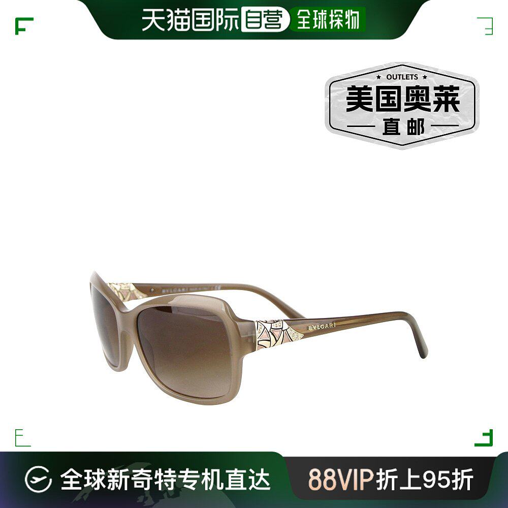 【99新未使用】bvlgari女士三角图案金属大太阳镜 - 灰棕色 【美