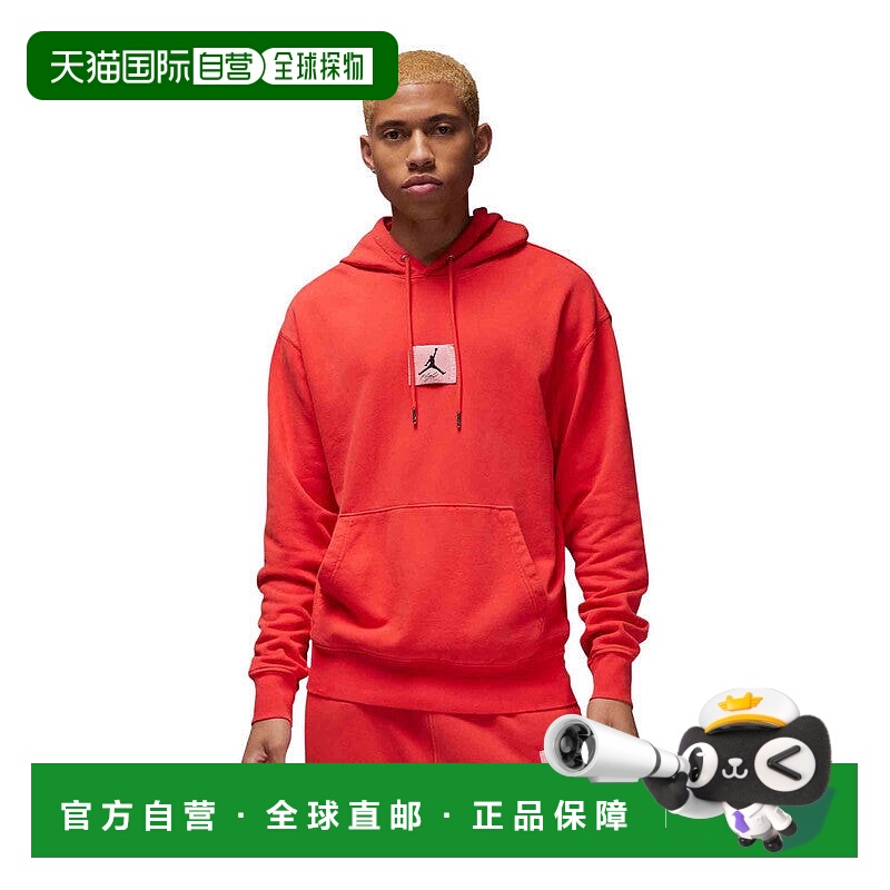 自营Jordan Flight Fleece Men's Washed Pullover Hoodie - red