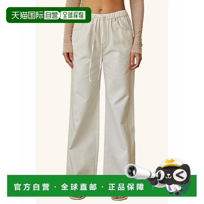 自营 crescentRena Denim白色长裤 美国奥莱直发牛仔裤直筒裤