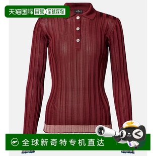 香港直邮Etro 女士 1h可退 艾特罗 舒 罗纹针织Polo毛衣 red红色
