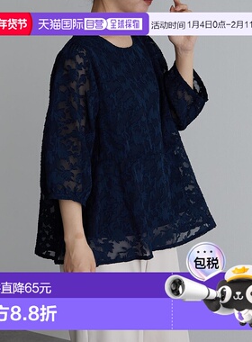 日本直邮RANAN 清凉感薄纱材质6分袖衬衫式上衣 R05096EW12078 衬