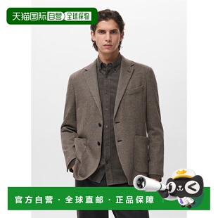 自营欧洲直邮Mango芒果 男士棕色刺绣天鹅绒飞行员夹克