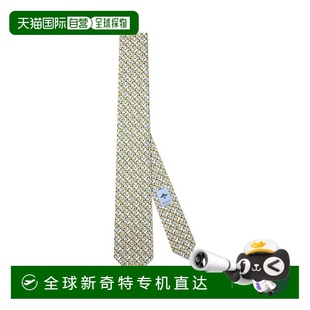 欧洲直邮Gucci 绿色桑蚕丝互扣双G徽标腰带印花舒适领带 古驰 男士
