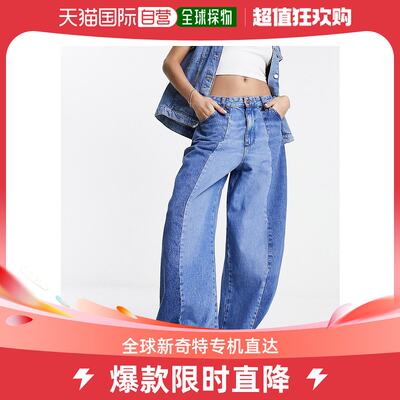 香港直邮潮奢 Wrangler 女士Wrangler cowboy 合身中长蓝色牛仔裤