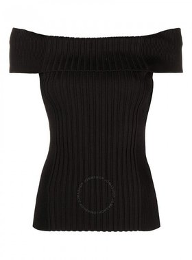 Ganni 女士黑色露肩针织上衣，中号 K1896-099