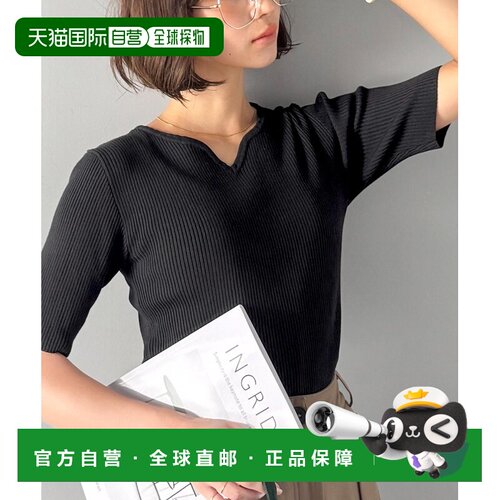 1h可退 日本直邮classicalelf女装修身美领线条半袖针织衫 ce1020