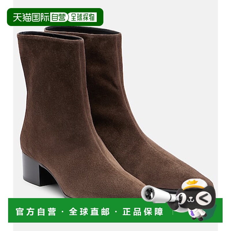 香港直邮KHAITE 女士 Andee 绒面革短靴 brown棕色 舒适时尚