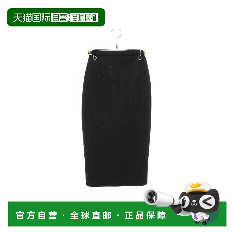 日本直邮中古Fendi芬迪女B级9新skirt裙子帆布裙子黑色包臀裙图片