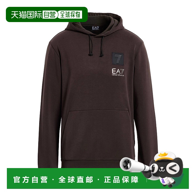 1h可退 香港直邮潮奢 Ea7 男士 连帽卫衣 brown棕色 舒适时尚