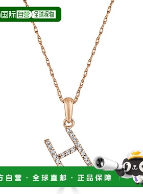 自营 sabrina14k 玫瑰金和钻石初始项链 - 玫瑰 h 美国奥莱直发