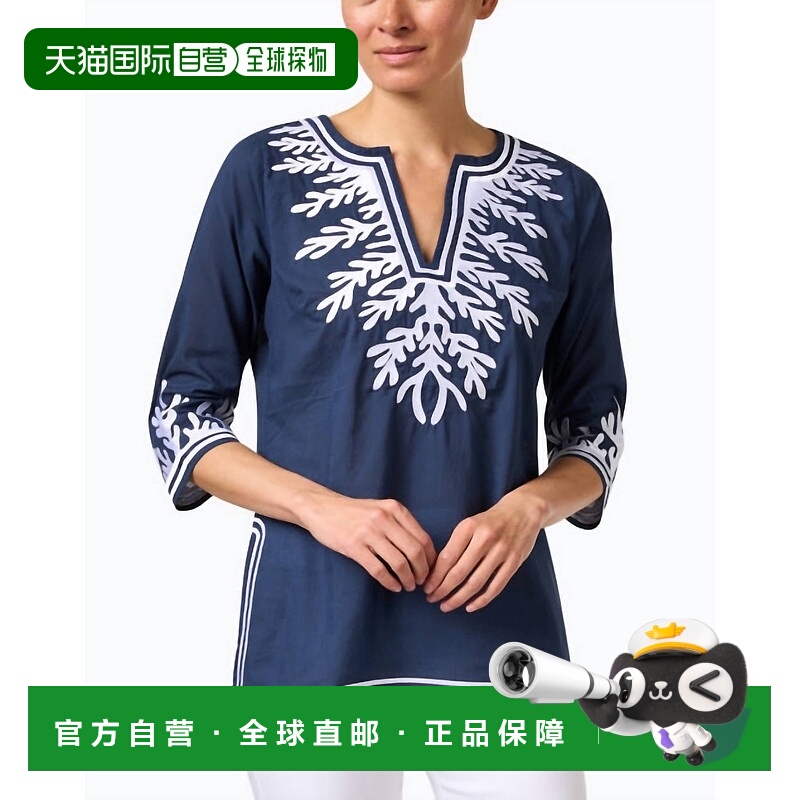 自营gretchen scott珊瑚礁刺绣棉府绸上衣-珊瑚礁 美国奥莱直发