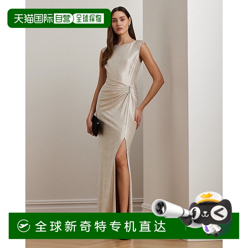 欧洲直邮RalphLauren拉夫劳伦 Lauren无袖金属色晚礼服