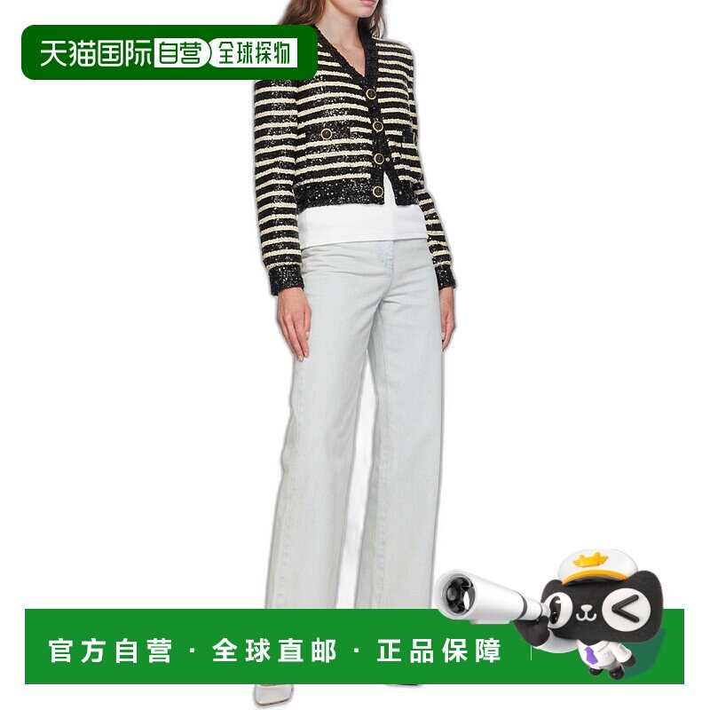 香港直邮BALMAIN 女士西服 DF1KL180XJ31EAB AW2024 黑色 条纹亮