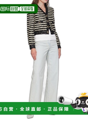 香港直邮BALMAIN 女士西服 DF1KL180XJ31EAB AW2024 黑色 条纹亮