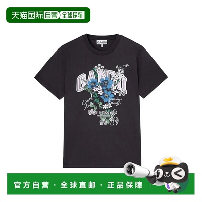 欧洲直邮GANNI 女士T恤 A1050331252 AW2026 黑色 Basic Cotton R