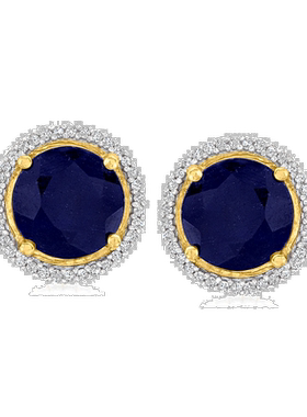 自营ross-simons罗斯-西蒙斯蓝宝石和 . 18kt 金钻石耳环 蓝色 美