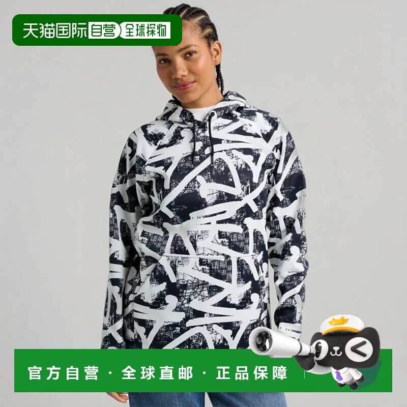 自营欧洲直邮Burton伯顿 Crown女士黑色/白色印花防水抓绒连帽衫