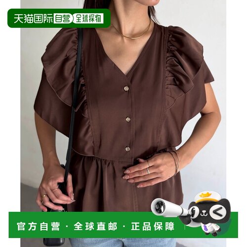 日本直邮Chez toi 女装 荷叶边光泽感衬衫 PGC1061704A0009泡泡袖