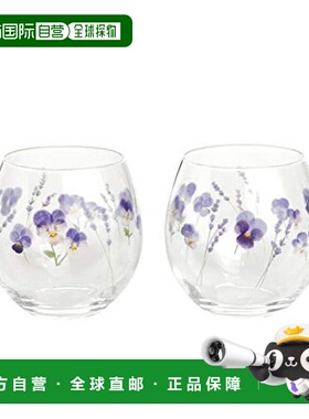 【日本直邮】TOYO SASAKI GLASS东洋佐佐木印花杯紫色380ml2个装