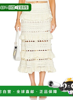1h可退 香港直邮潮奢 ZIMMERMANN 女士 Waverly 钩花中长半身裙 3