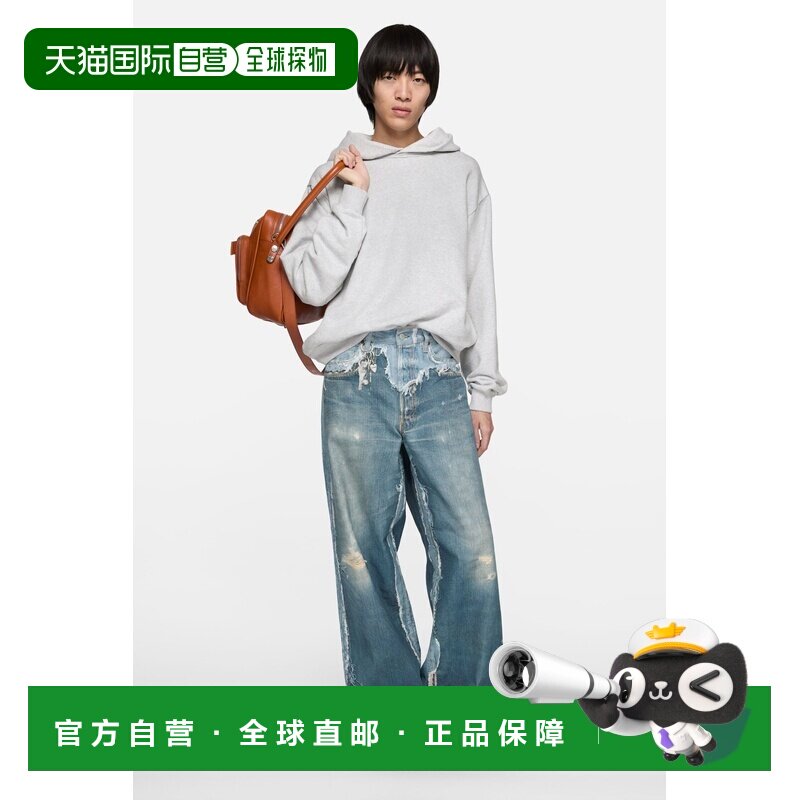 自营欧洲直邮Acne Studios 1981男女同款蓝色棉质错视印花牛仔裤图片