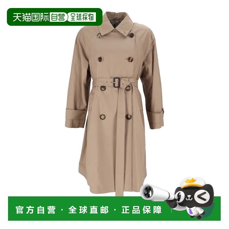 自营max mara驼色Alessio双排扣Trench风衣-粉红色 美国奥莱直发
