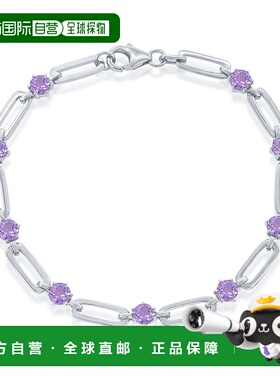 自营 simona925 纯银 5 毫米圆形回形针手链 - 紫色 美国奥莱直发