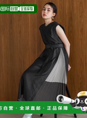 1h可退 日本直邮Bou Jeloud 女装 牛仔配色 优雅褶皱连衣裙 55333