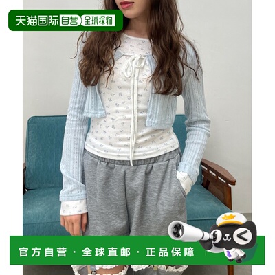 日本直邮MORE self LOVE女装小花刺绣镂空T恤 52610424