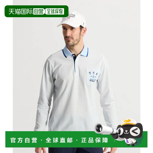 日本直邮Munsingwear 防晒NIR细线边框高尔夫鸟纹长袖POLO衫