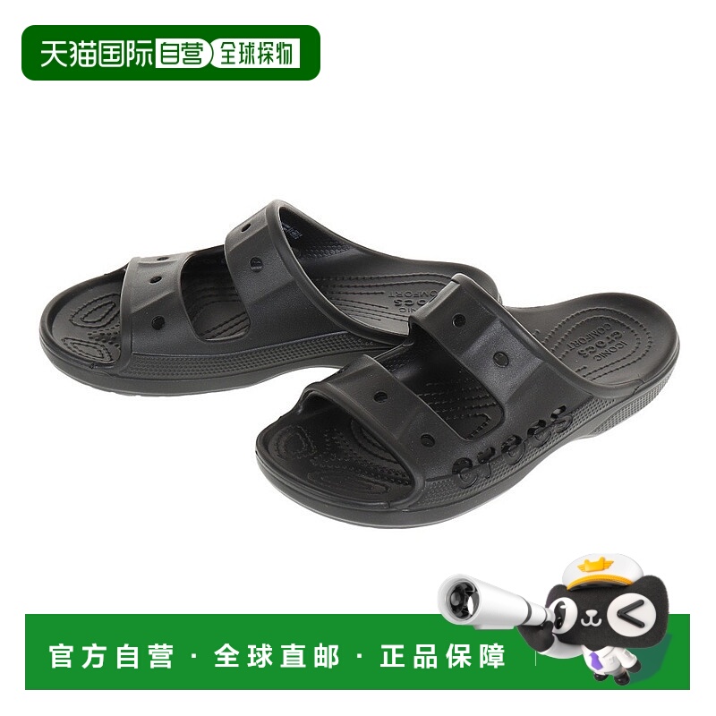 日本直邮Crocs卡骆驰 露趾套穿 橡胶底一字拖鞋 男女同款 黑色