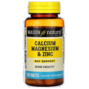 香港直发Mason Natural钙镁锌膳食补充剂助于骨骼健康钙吸收100片