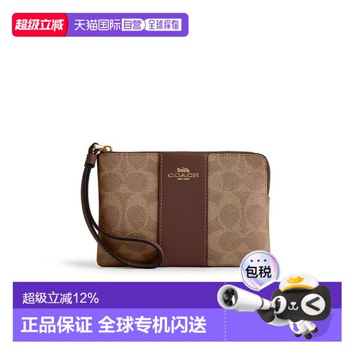 香港直邮COACH 奥莱款Corner Zip 16 女士品牌徽标标识手拿包 CW8
