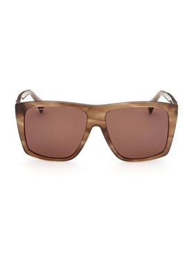 max mara【美国奥莱】直发 MaxMara MM0021方形太阳镜-闪亮的棕色