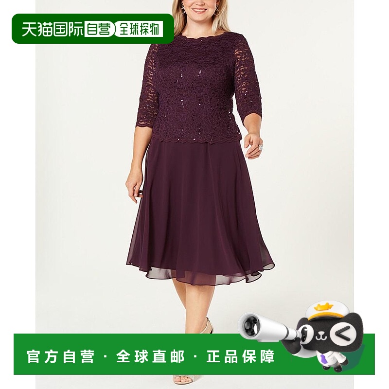 1h可退 【美国直邮】alex evenings 女士 连衣裙蕾丝紧身优雅