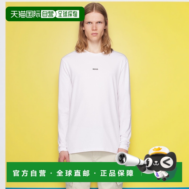 1h可退 香港直邮潮奢 BOSS 波士 男士 白色 Long-Sleeved Stretch