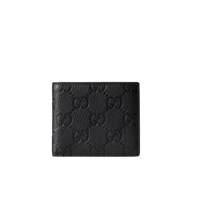 GUCCI 男士钱包 835001AAE1T1000 AW2025 黑色 Imprint 双折钱包